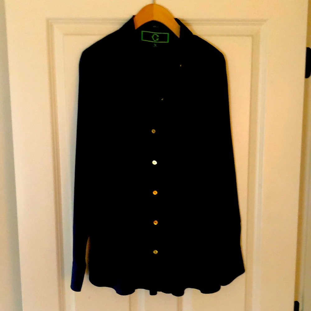 C Wonder 100% Silk Blouse Navy